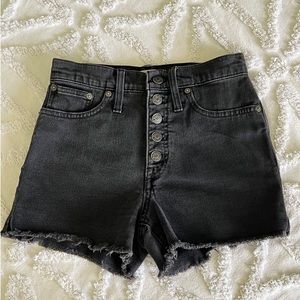 MADEWELL High-Rise Exposed Button Denim Shorts Women's Size 24 Faded Black